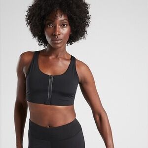 Athleta Black Zip-Front Sports Bra